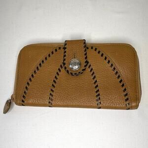 Brighton Women's Leather Zip Around Wallet Clutch Butterscotch Brown